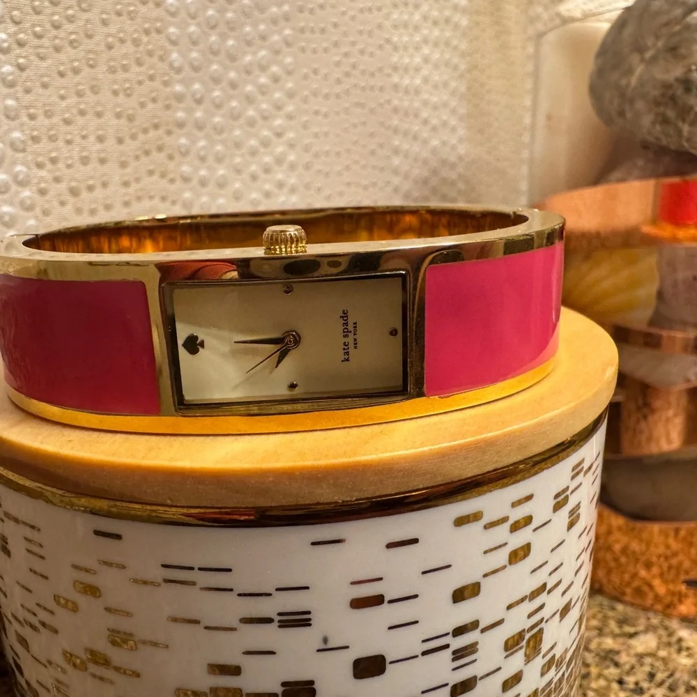 Kate Spade Gold and‎ Pink Tickled Pink Bangle Watch nwot
